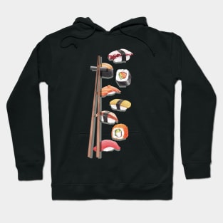 Kawaii Sushi rolls with chopsticks Hoodie